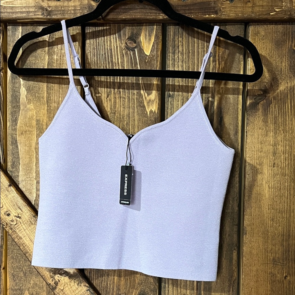 Express Lilac Ribbed V‑Neck Cami